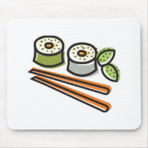 sushi rolls and chopsticks mousepads