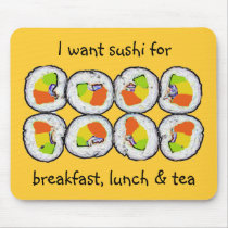 Sushi Sushi Breakfast Lunch and Tea Mousepad by JapaneseInspirations Sushi Sushi Breakfast Lunch and Tea Mousepad