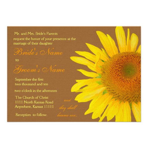 Susnflower 3 Wedding Personalized Announcements
