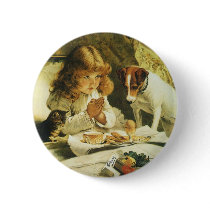 Suspense, Saying Our Prayers Charles Burton Barber Pinback Buttons