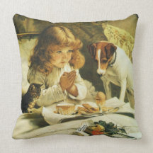Suspense, Saying Our Prayers Charles Burton Barber Throw Pillows