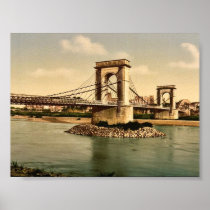 Suspension bridge over the Rhone, Avignon, Provenc Poster