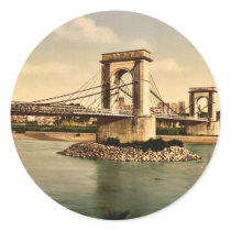 Suspension bridge over the Rhone, Avignon, Provenc Round Sticker