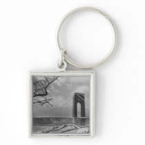 Suspension bridge view B&W Keychains