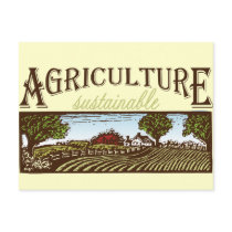 Sustainable Agriculture farm scene postcards