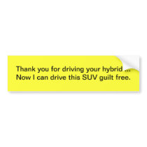 SUV Hybrid Thank you Bumper Sticker