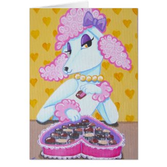 Suzette the Pink Poodle Valentine Greeting card