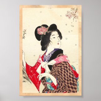 Suzuki Kason Sakura japanese woman lady art Poster