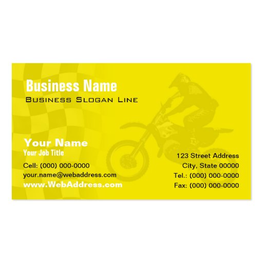 Suzuki Yellow Motocross Business Card