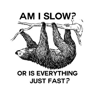Am I slow? Or is everything just fast? - Funny Sloth illustration design on a branch.