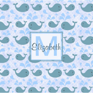 Cute Blue Whales Pattern Monogram Personalize Gifts