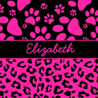 Leopard Paw Print Pink And Black Personalize Gifts