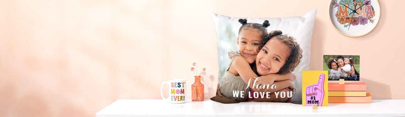 Celebrate mom with custom cards, mugs, pillows, and more! 