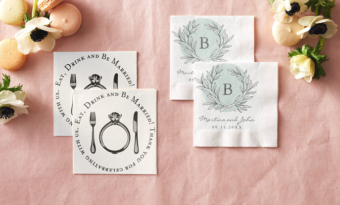 Browse our collection of wedding paper napkins that you can customize!