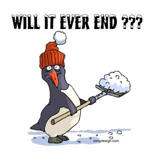 Will It Ever End? Penguin Shoveling Snow Product Gifts