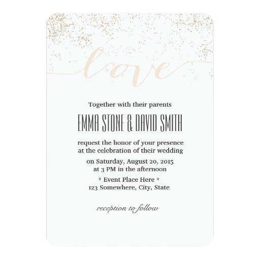Classy Confetti Dots Script Love Wedding 5x7 Paper Invitation Card