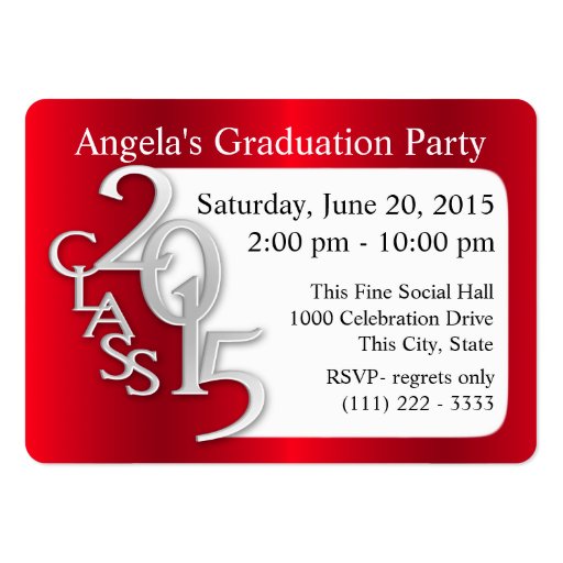 Graduation Party Photo Insert Card Red Large Business Cards (Pack Of 100)
