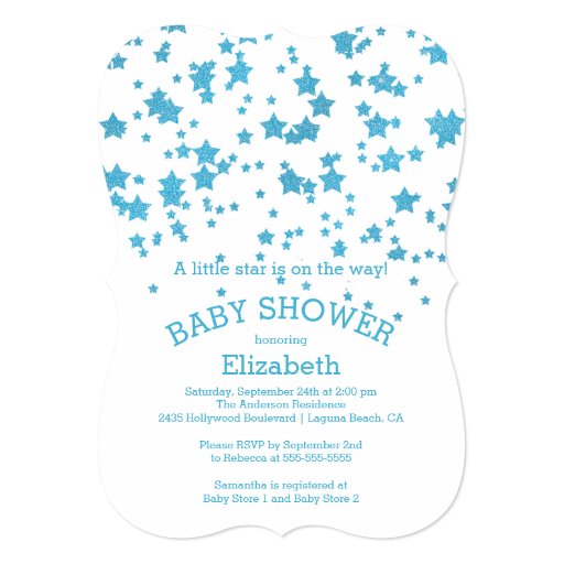 Modern Glitter Little Star Baby Shower Invitation 5" X 7" Invitation Card
