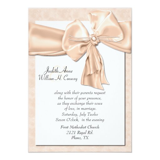 Elegant Peach Wedding Invitation 5" X 7" Invitation Card