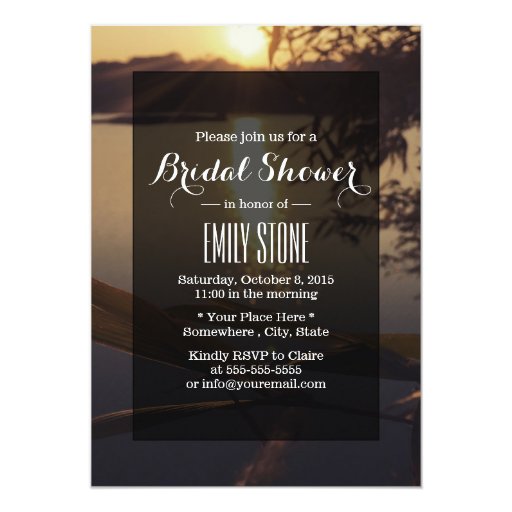 Elegant Lake Sunset Bridal Shower Invitations 5" X 7" Invitation Card