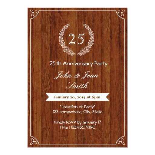 Classy Wooden Wedding Anniversary Invitations 5" X 7" Invitation Card