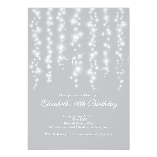 Modern Sparkle Silver Sweet Sixteen Birthday Party 5x7 Paper Invitation Card