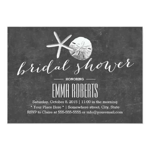 Vintage Chalkboard Beach Theme Bridal Shower 5x7 Paper Invitation Card