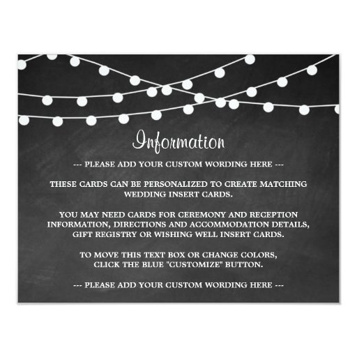 The String Lights On Chalkboard Wedding Collection 4.25x5.5 Paper Invitation Card