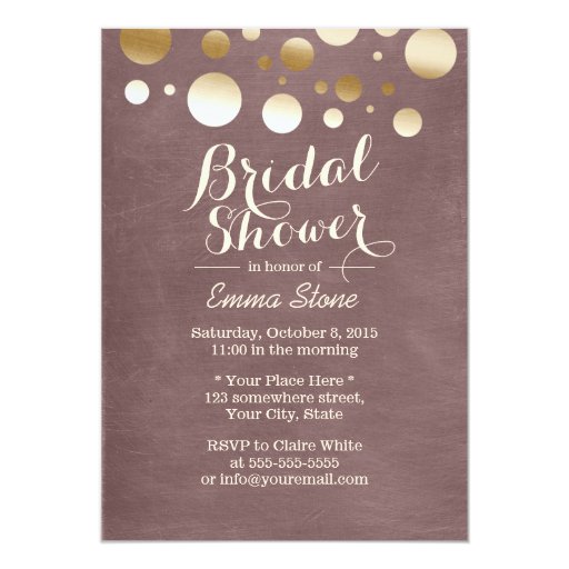 Modern Gold Foil Confetti Dots Bridal Shower 5x7 Paper Invitation Card