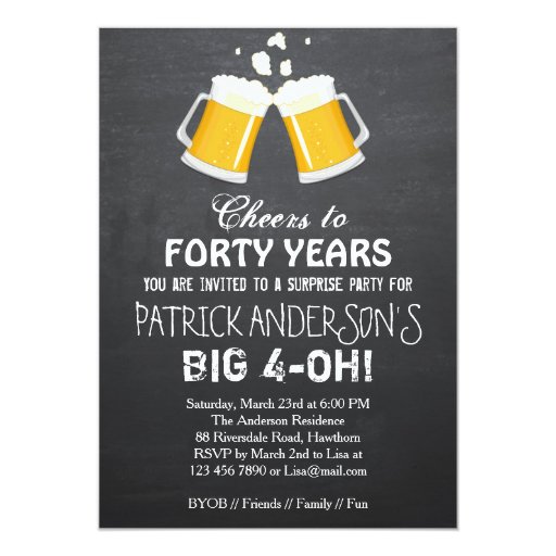 40th Birthday Invitation / Beer 40th Birthday 13 Cm X 18 Cm Invitation Card