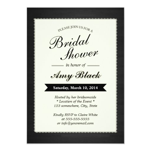 Dark Wood Laced Paper Bridal Shower Invitations 5" X 7" Invitation Card