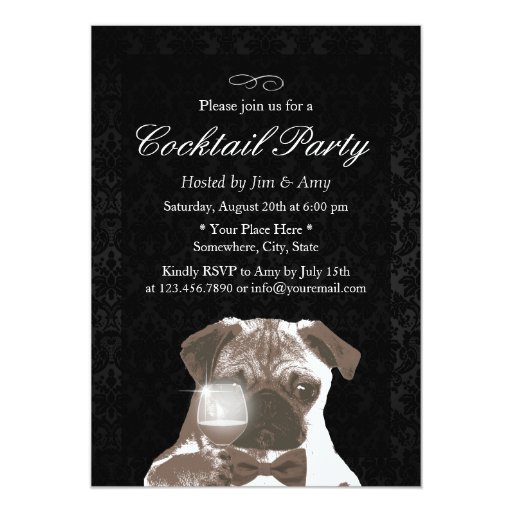 Classy Damask Housewarming Cocktail Party 5x7 Paper Invitation Card