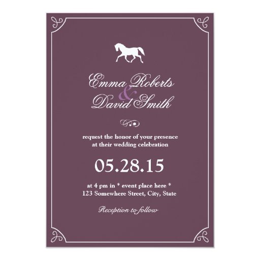 Classic Frame Running Horse Wedding Invitations 5" X 7" Invitation Card