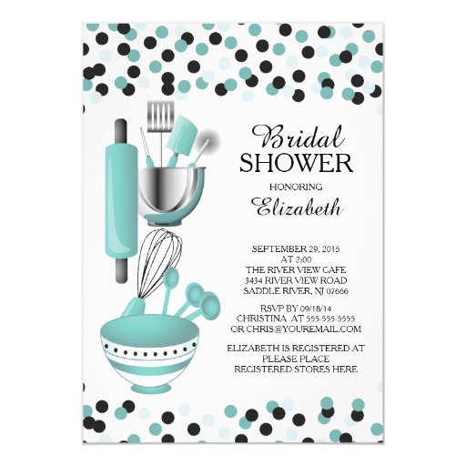 Modern Confetti Kitchen Bridal Shower Invitations 5" X 7" Invitation Card