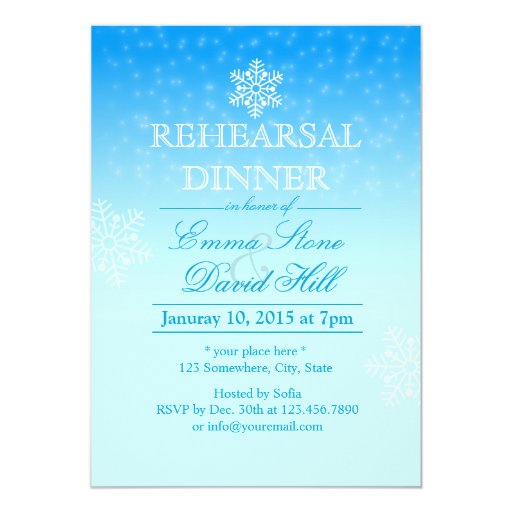 Elegant Snowflakes Winter Wedding Rehearsal Dinner 5x7 Paper Invitation Card