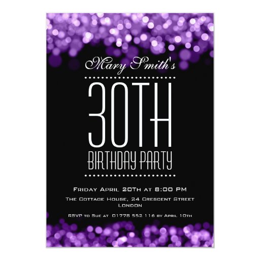 Elegant Party Invitation Sparkling Lights Purple 5" X 7" Invitation Card
