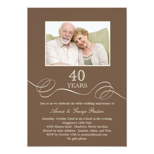 Elegant Swirl Anniversary Photo Invitation 5" X 7" Invitation Card