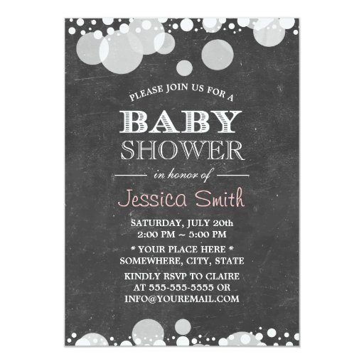 Light Spots Chalkboard Baby Shower 5x7 Paper Invitation Card
