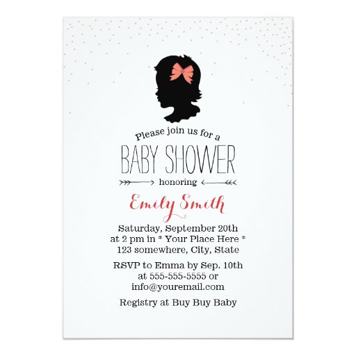 Simple Baby Girl Silhouette Baby Shower Invitation 5" X 7" Invitation Card