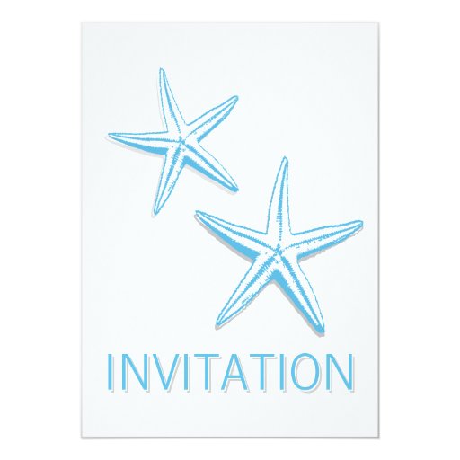 Simple Blue Starfish Beach Theme Wedding Invites 5" X 7" Invitation Card