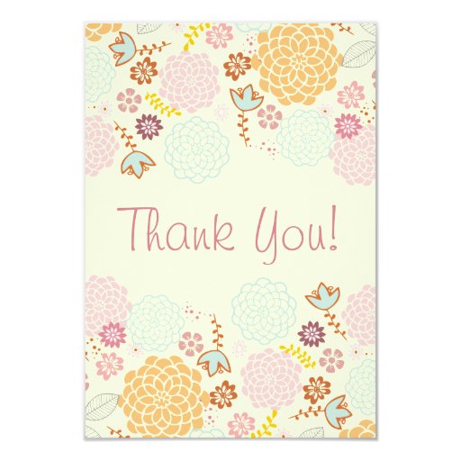 Thank You Baby Shower Fancy Modern Floral 3.5x5 Paper Invitation Card