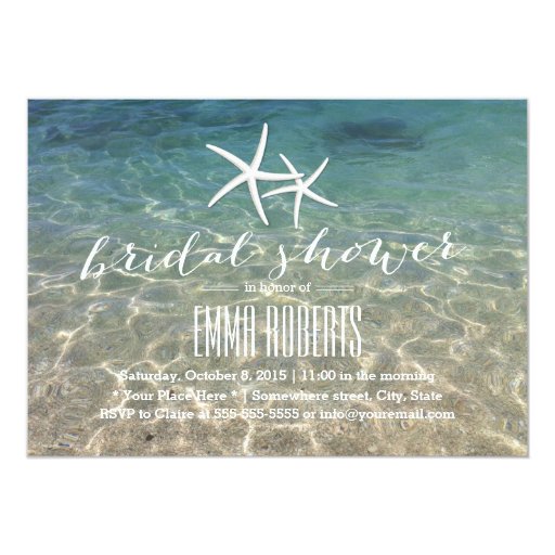 Summer Beach Starfish Bridal Shower 5x7 Paper Invitation Card
