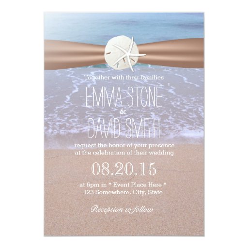 Classy Sand Dollar & Starfish Wedding Invitations 5" X 7" Invitation Ca...