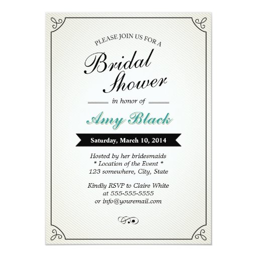 Classy Black Banner Bridal Shower Invitations 5" X 7" Invitation Card