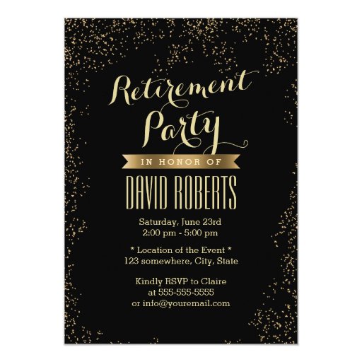 Chic Gold Confetti Retirement Party Invitations 5" X 7" Invitation Card