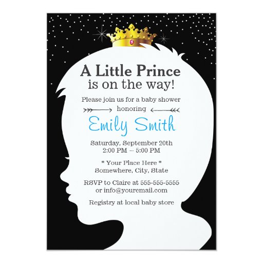 Little Boy Silhouette Confetti Dots Baby Shower 5x7 Paper Invitation Card