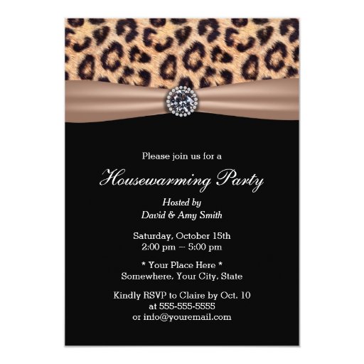 Modern Leopard Print Diamond Housewarming Party 5x7 Paper Invitation Card