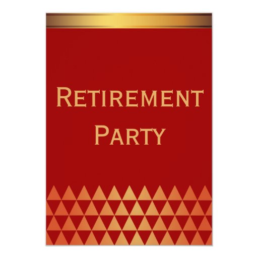 Luxury Red & Gold Retirement Party Invitation 5" X 7" Invitation Card