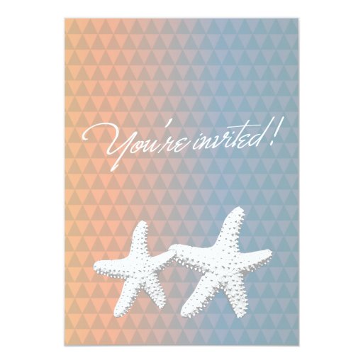 Modern Tri-Pattern Starfish Baby Shower Invitation 5" X 7" Invitation Card