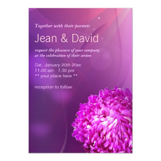Abstract Violet Flower Wedding Invitation 5" X 7" Invitation Card